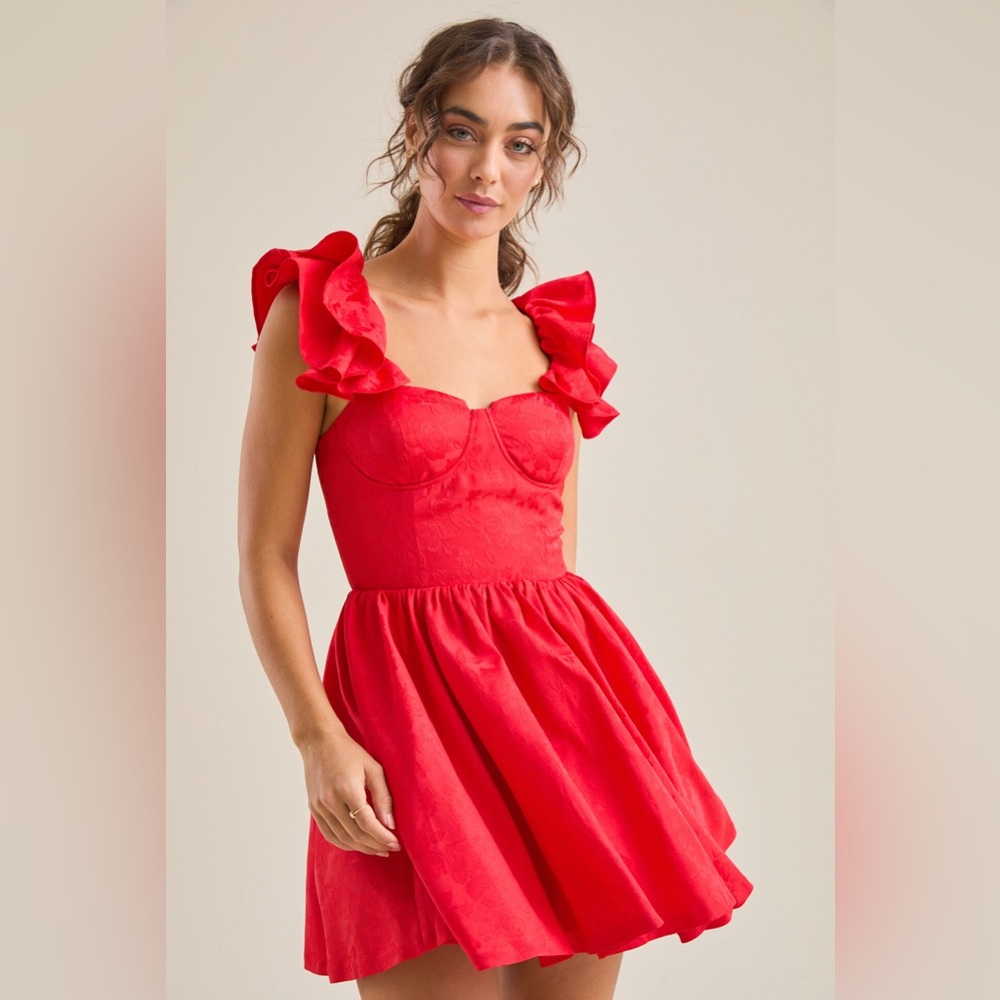 Altar'd State Red Ruffled Mini Dress